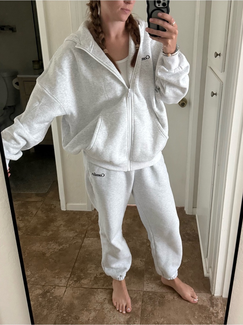 Comfort Zip Hoodie & Sweatpants Set in Light Gray - Picture 6 of 9